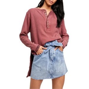 FREE PEOPLE Fall For You Henley Cute Elbow Patch Bandana Inset